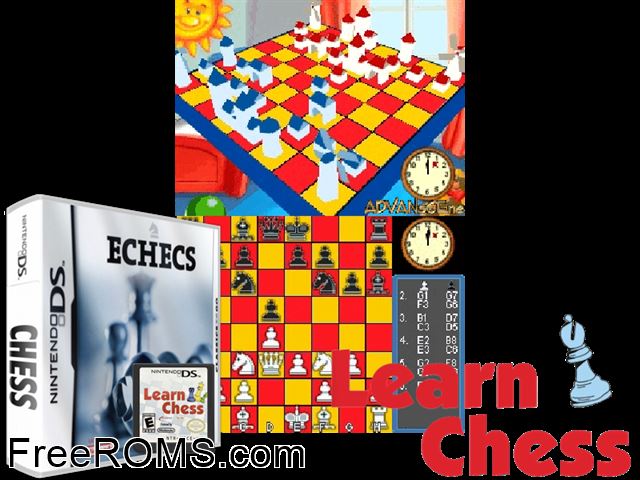 Chess Europe NDS game showing 3D box cover and gameplay screenshot