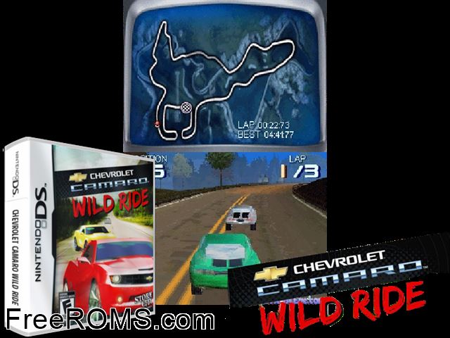 Chevrolet Camaro Wild Ride NDS game showing 3D box cover and gameplay screenshot