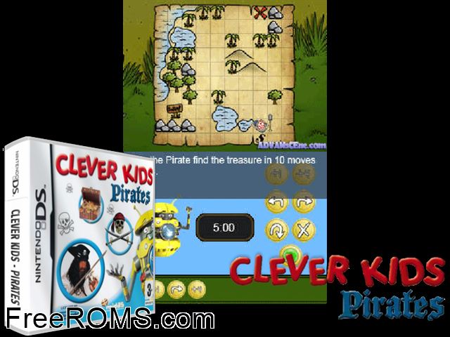 Clever Kids - Pirates Europe NDS game showing 3D box cover and gameplay screenshot