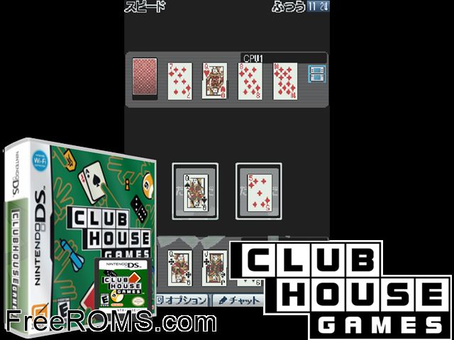 Club House Games NDS game showing 3D box cover and gameplay screenshot