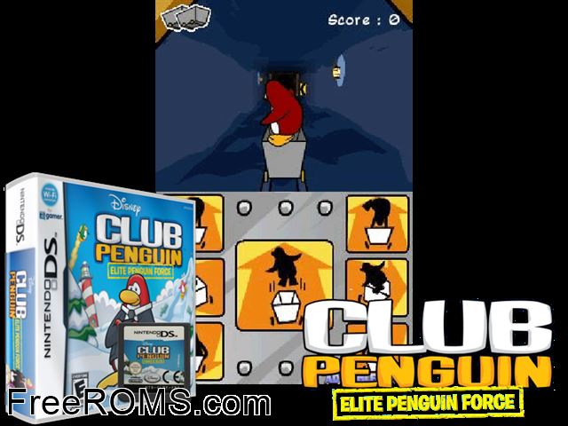 Club Penguin - Elite Penguin Force Germany NDS game showing 3D box cover and gameplay screenshot