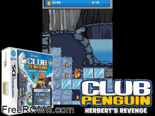 Club Penguin - EPF - Herberts Revenge Europe NDS game showing 3D box cover and gameplay screenshot