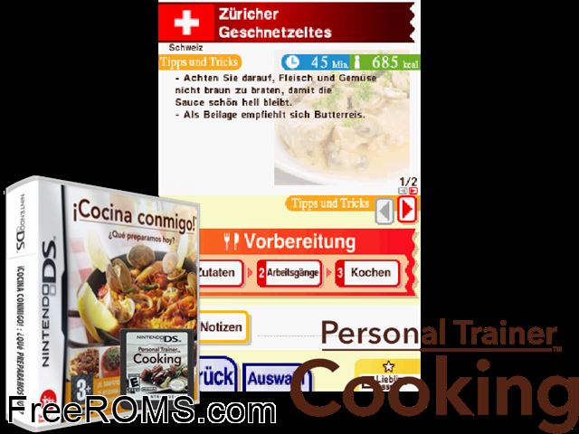 Cocina Conmigo! Que Preparamos Hoy NDS game showing 3D box cover and gameplay screenshot