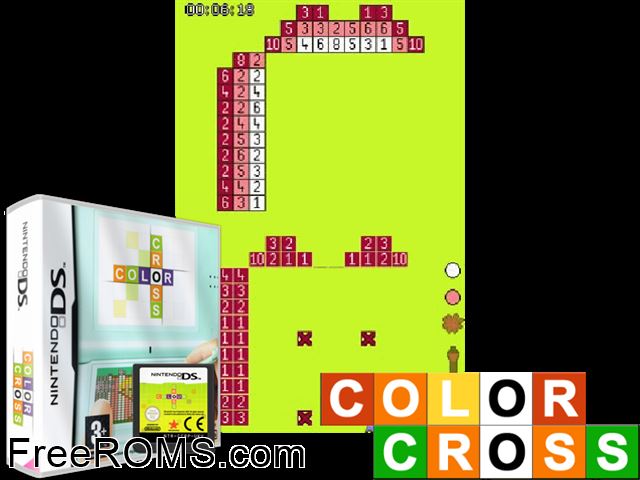 ColourCross Europe NDS game showing 3D box cover and gameplay screenshot