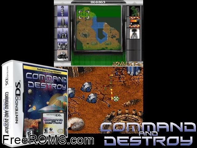 Command and Destroy Europe NDS game showing 3D box cover and gameplay screenshot