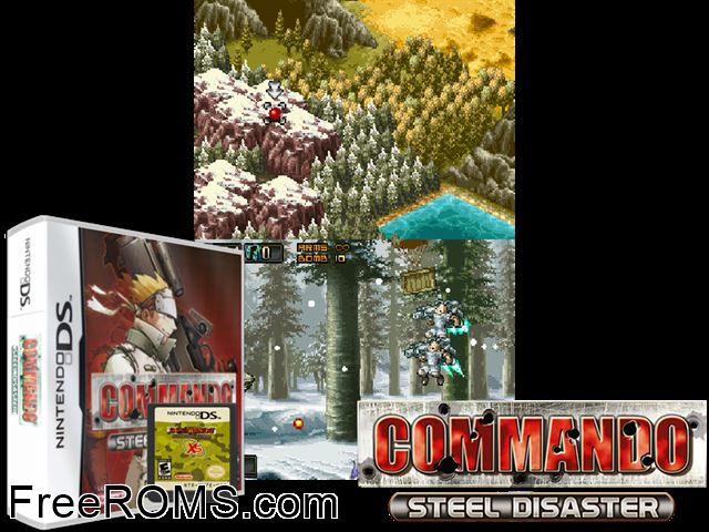 Commando - Steel Disaster NDS game showing 3D box cover and gameplay screenshot