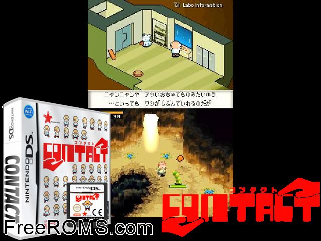 Contact Europe NDS game showing 3D box cover and gameplay screenshot
