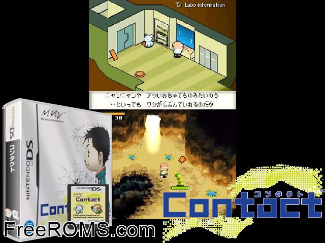 Contact Japan NDS game showing 3D box cover and gameplay screenshot