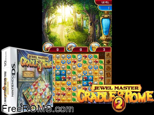 Cradle of Rome 2 Europe NDS game showing 3D box cover and gameplay screenshot