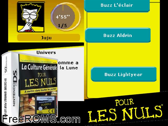 Culture Generale pour les Nuls, La France NDS game showing 3D box cover and gameplay screenshot
