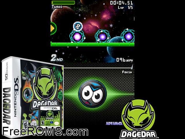 DaGeDar NDS game showing 3D box cover and gameplay screenshot