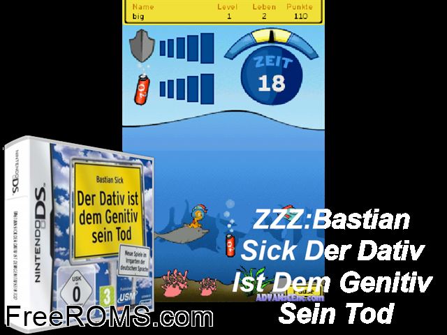 Dativ ist dem Genitiv sein Tod, Der Germany NDS game showing 3D box cover and gameplay screenshot