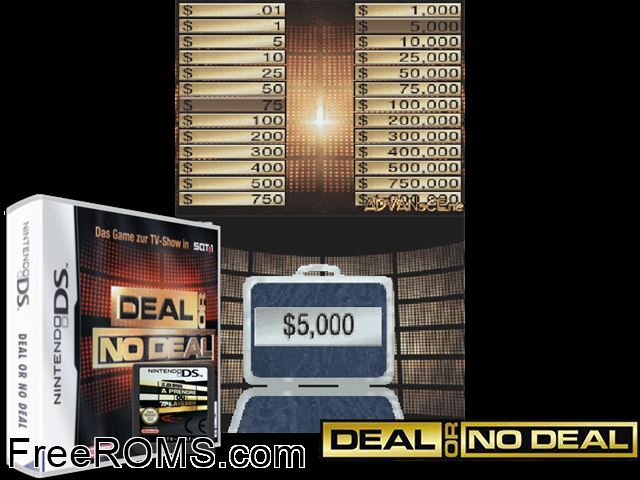 Deal or no Deal - Der Banker Schlagt Zurueck Germany NDS game showing 3D box cover and gameplay screenshot