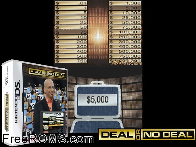 Deal or No Deal - Special Edition NDS game showing 3D box cover and gameplay screenshot