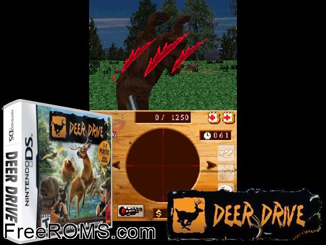 Deer Drive NDS game showing 3D box cover and gameplay screenshot