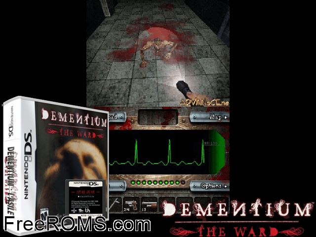 Dementium - Heisa Byoutou Japan NDS game showing 3D box cover and gameplay screenshot
