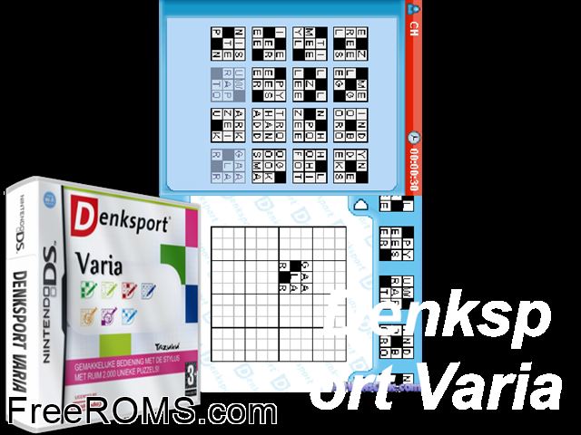 Denksport Varia Netherlands NDS game showing 3D box cover and gameplay screenshot