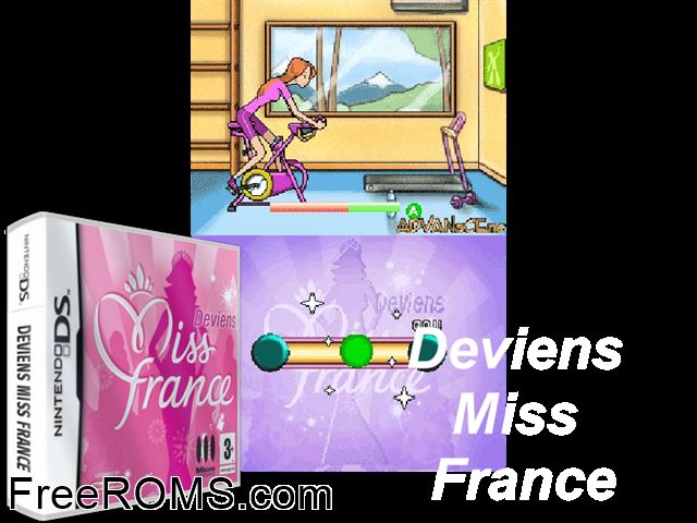 Deviens Miss France France NDS game showing 3D box cover and gameplay screenshot