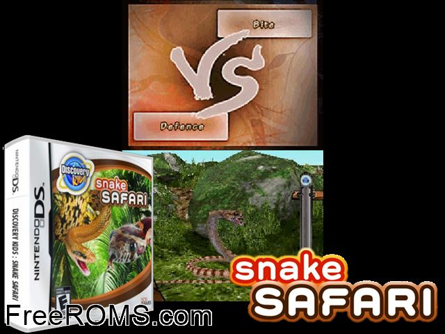 Discovery Kids Snake Safari v1.1 NDS game showing 3D box cover and gameplay screenshot