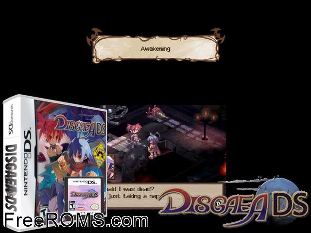 Disgaea DS NDS game showing 3D box cover and gameplay screenshot