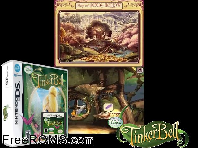 Disney Fairies - Tinker Bell NDS game showing 3D box cover and gameplay screenshot