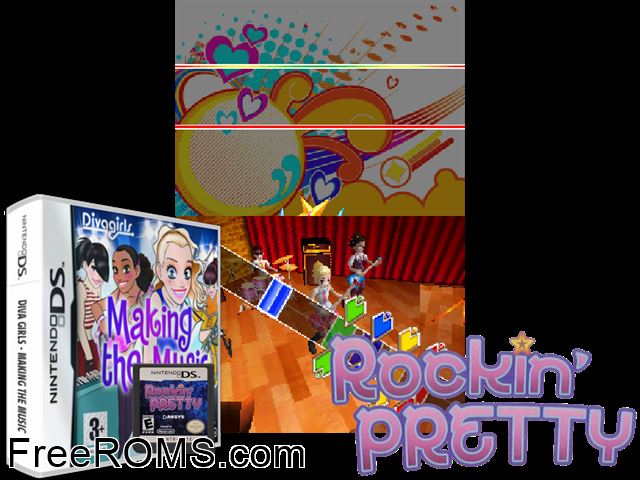Diva Girls - Making the Music Europe NDS game showing 3D box cover and gameplay screenshot