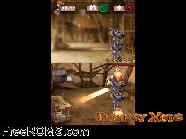 Donkey Xote Europe NDS game showing 3D box cover and gameplay screenshot