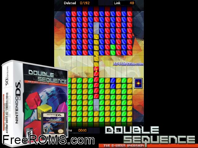 Double Sequence - The Q-Virus Invasion NDS game showing 3D box cover and gameplay screenshot