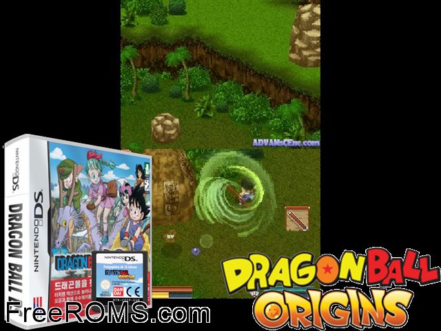 Dragon Ball DS NDS game showing 3D box cover and gameplay screenshot
