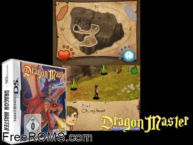 Dragon Master Europe NDS game showing 3D box cover and gameplay screenshot