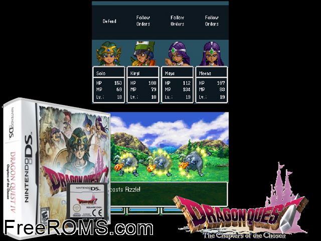 Dragon Quest - The Chapters of the Chosen Europe NDS game showing 3D box cover and gameplay screenshot