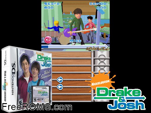 Drake and Josh - Talent Showdown NDS game showing 3D box cover and gameplay screenshot