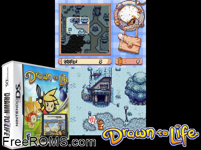 Drawn to Life Europe NDS game showing 3D box cover and gameplay screenshot