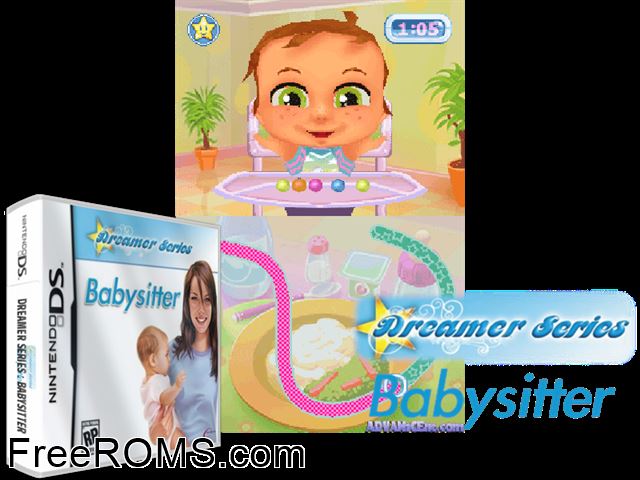 Dreamer Series - Babysitter NDS game showing 3D box cover and gameplay screenshot