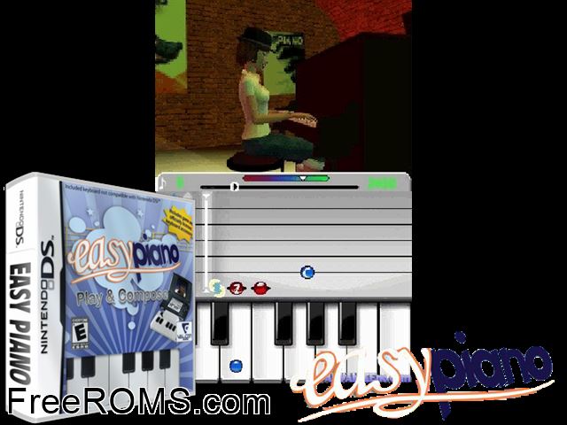 Easy Piano - Learn, Play and Compose Europe NDS game showing 3D box cover and gameplay screenshot