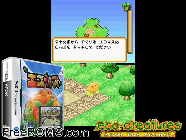 Ecoris Japan NDS game showing 3D box cover and gameplay screenshot