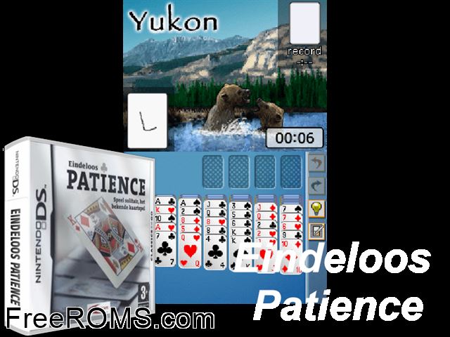 Eindeloos Patience Netherlands NDS game showing 3D box cover and gameplay screenshot