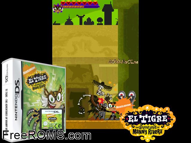 El Tigre - The Adventures of Manny Rivera Europe NDS game showing 3D box cover and gameplay screenshot
