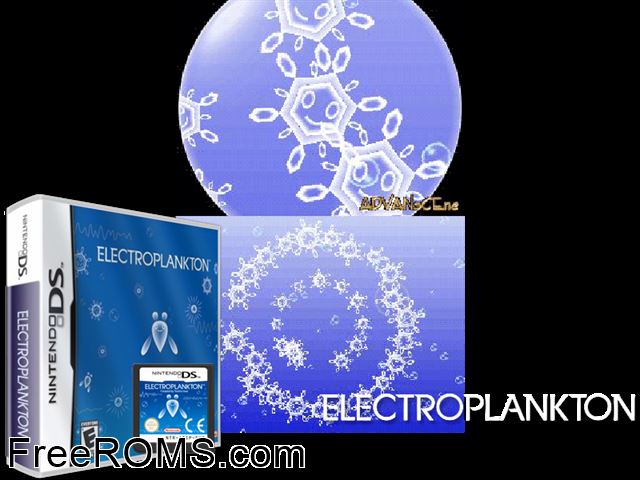 Electroplankton NDS game showing 3D box cover and gameplay screenshot