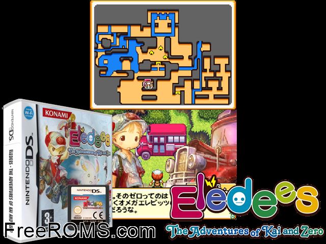 Eledees - The Adventures of Kai and Zero Europe NDS game showing 3D box cover and gameplay screenshot