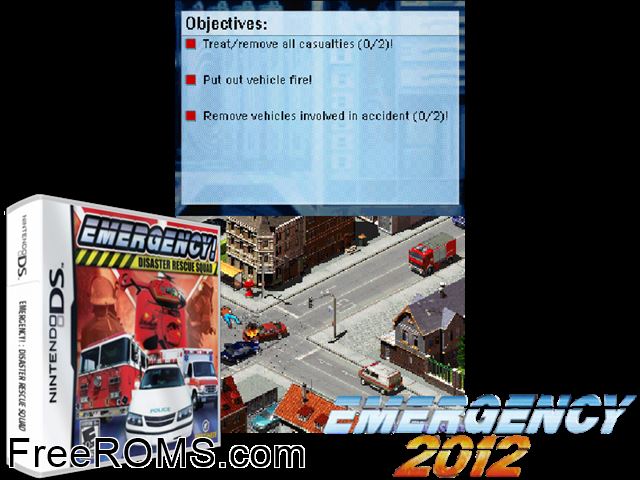 Emergency DS Europe NDS game showing 3D box cover and gameplay screenshot
