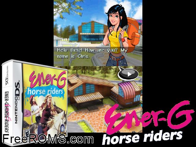 Ener-G - Horse Riders NDS game showing 3D box cover and gameplay screenshot