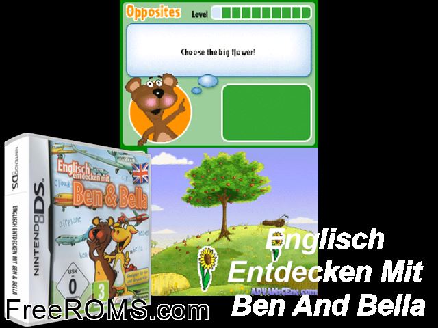 Englisch Entdecken Mit Ben Und Bella Europe NDS game showing 3D box cover and gameplay screenshot
