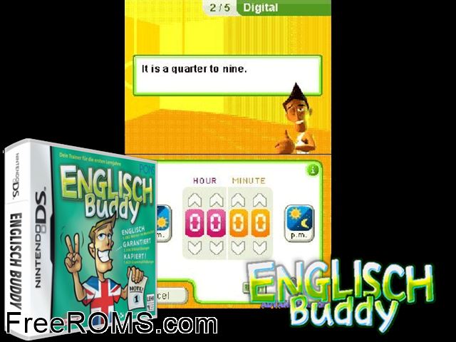 English Buddy Europe NDS game showing 3D box cover and gameplay screenshot