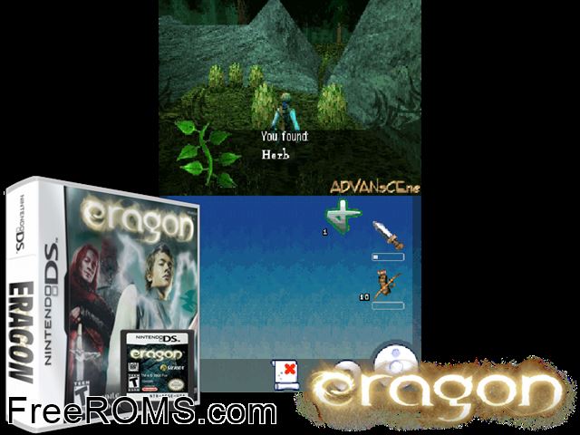 Eragon NDS game showing 3D box cover and gameplay screenshot