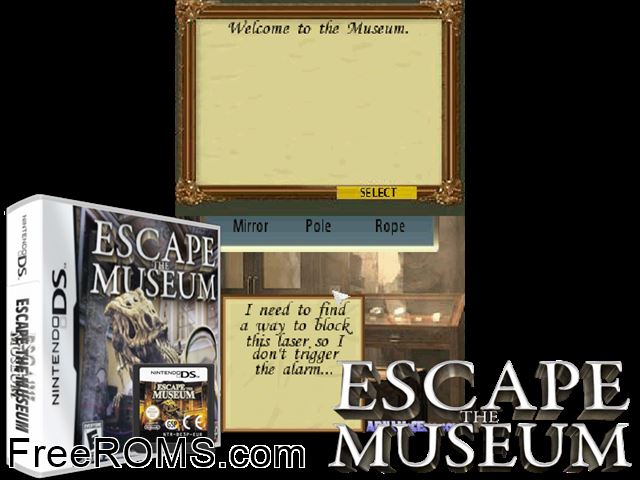 Escape the Museum Germany NDS game showing 3D box cover and gameplay screenshot