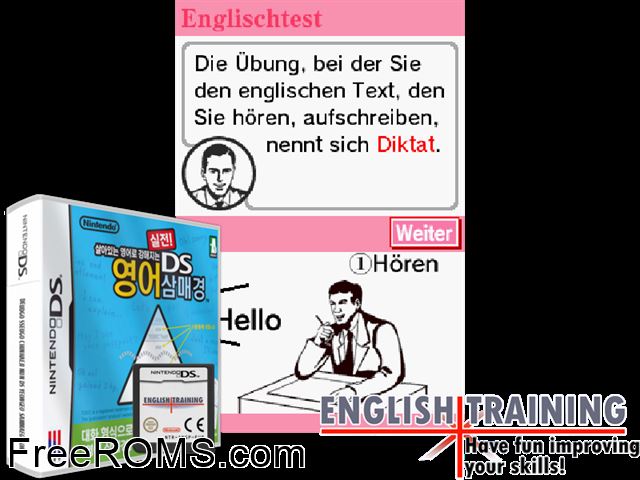 Every Day DS English Training NDS game showing 3D box cover and gameplay screenshot