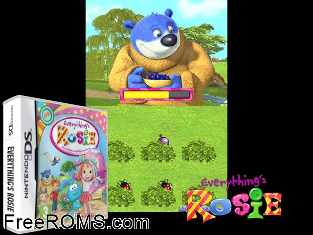 Everythings Rosie Europe NDS game showing 3D box cover and gameplay screenshot