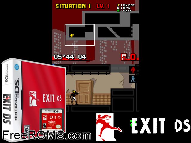 Exit DS NDS game showing 3D box cover and gameplay screenshot