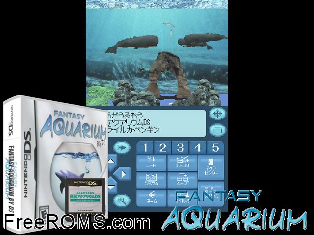 Fantasy Aquarium by DS Europe NDS game showing 3D box cover and gameplay screenshot